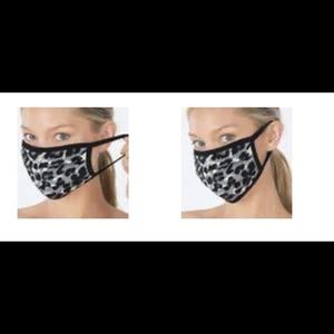 Grey Leopard Print Fabric Face mask